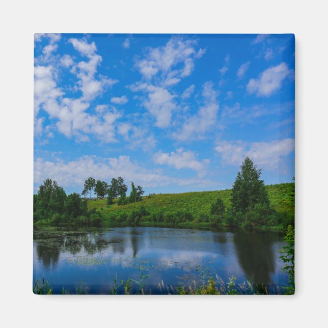 Íman Paisagem Natural Lago Céu Belarus Ímã (Frente)