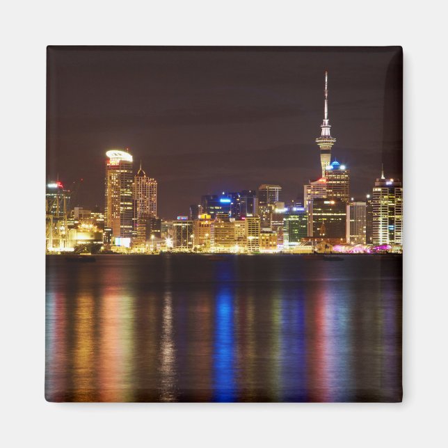 Íman Paisagem Noturna da Cidade de Auckland (Frente)