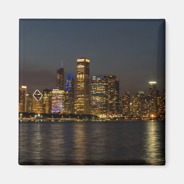 Íman Paisagem Noturna de Chicago Pano (Frente)