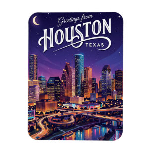 Íman Paisagem Noturna de Houston Texas Texas