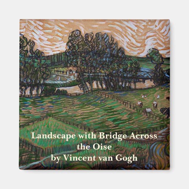 Íman Paisagem, Ponte em Oise por Vincent van Gogh (Frente)