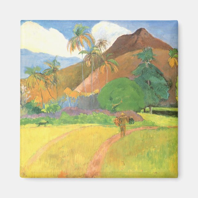 Íman Paisagem Taitiana, Montanhas Tahiti, Paul Gauguin (Frente)