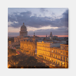 Íman paisagem urbana ao pôr do sol, Havana, Cuba