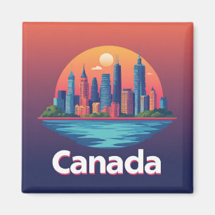 Íman Paisagem Urbana da Cidade do Canadá ao Pôr do Sol