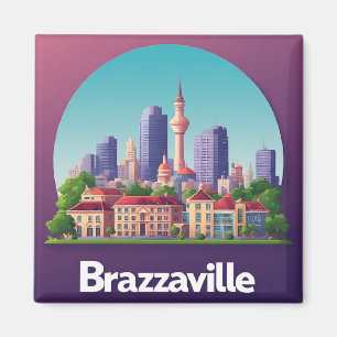 Íman Paisagem urbana de Brazzaville com catedral histór