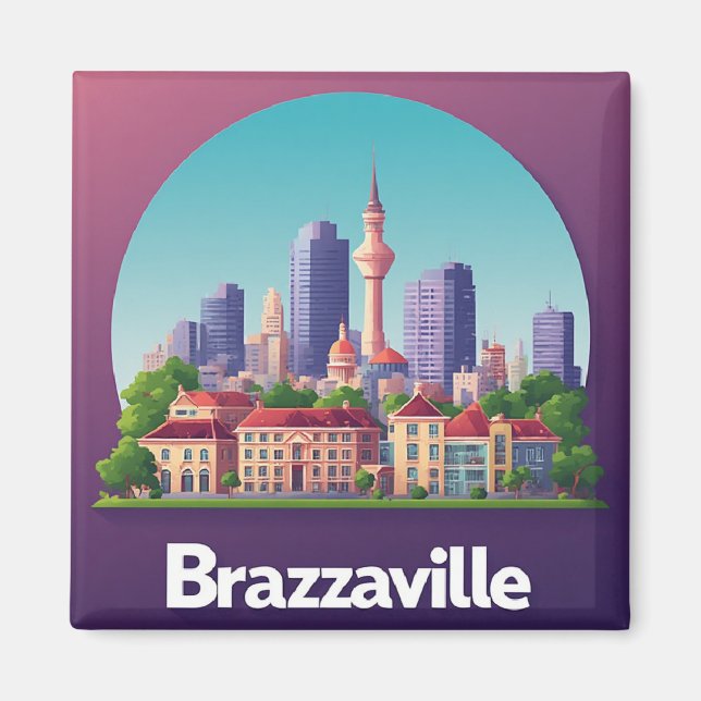 Íman Paisagem urbana de Brazzaville com catedral histór (Frente)