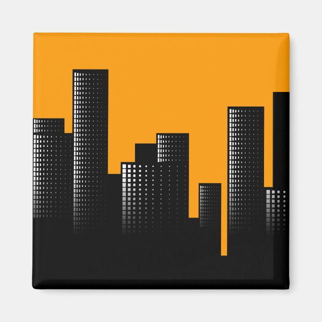 Íman paisagem urbana laranja (Frente)