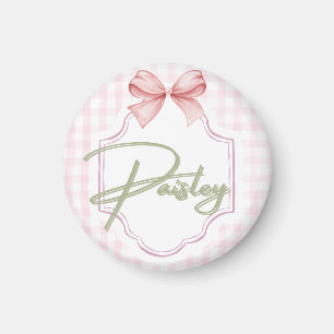 Íman Paisley Baby Nursery Gingham Personalizado
