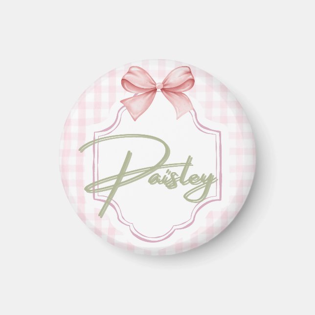 Íman Paisley Baby Nursery Gingham Personalizado (Frente)