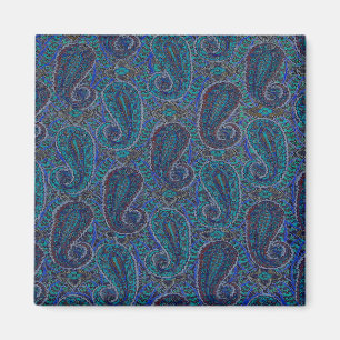 Íman Paisley Blue Indian Boho Art Pattern