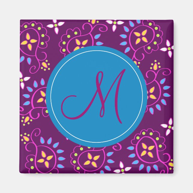 Íman Paisley em roxo com monograma "M" (Frente)