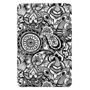Íman Paisley floral branco preto bonito