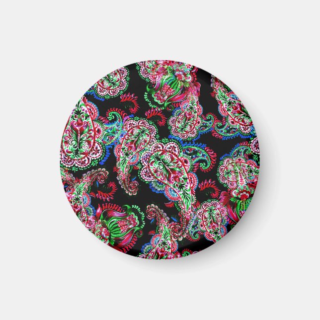 Íman Paisley Floral, Fundo Étnico. (Frente)