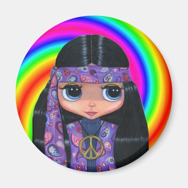 Íman Paisley Hippie Doll Swirl Magnet (Frente)
