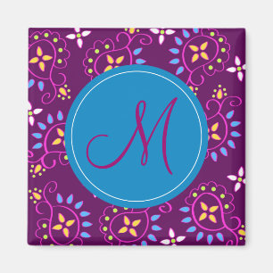 Íman Paisley no roxo com monograma de "M"