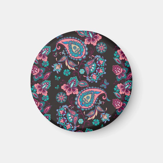 Íman Paisley Stripe: Decorativa Negra Sem Semente (Frente)