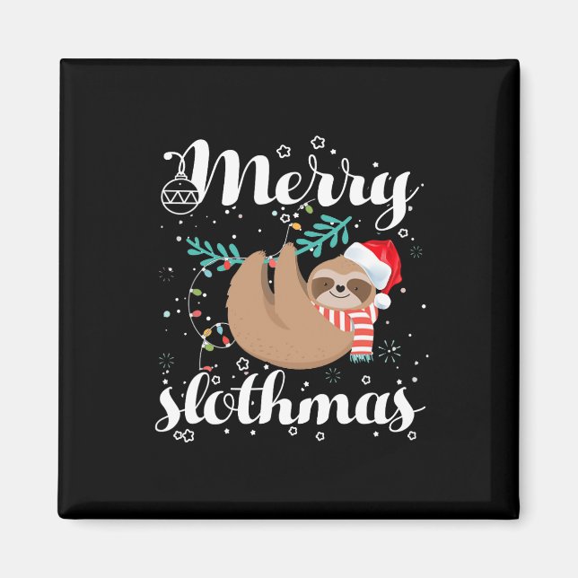 Íman Pajama De Natal De feliz Slothmas Para Amantes De  (Frente)