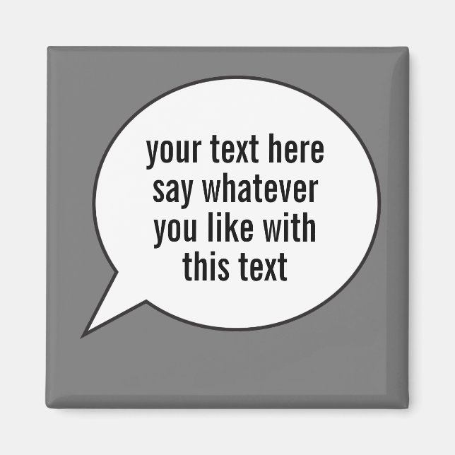 Íman Palavra de Bubble Speech Ballon com suas palavras (Frente)