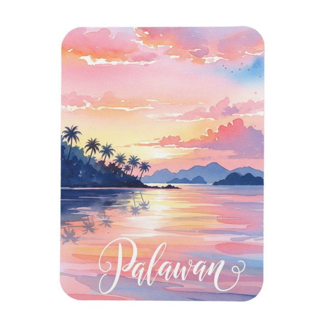 Íman Palawan Filipinas Watercolor Viagem (Vertical)