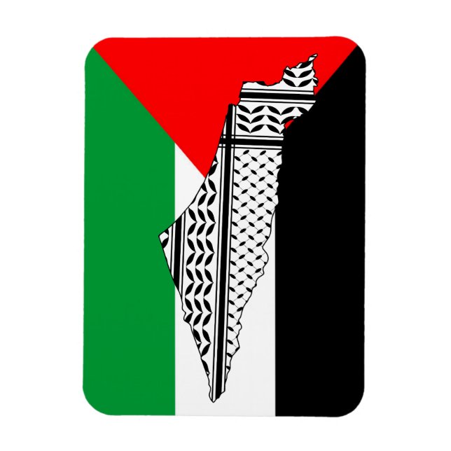 Íman Palestina - Bandeira e Mapa com Padrão Keffiyeg (Vertical)