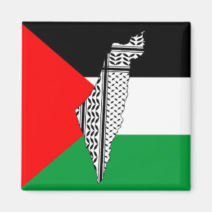 Íman Palestina - Bandeira e Mapa com Padrão Keffiyeg