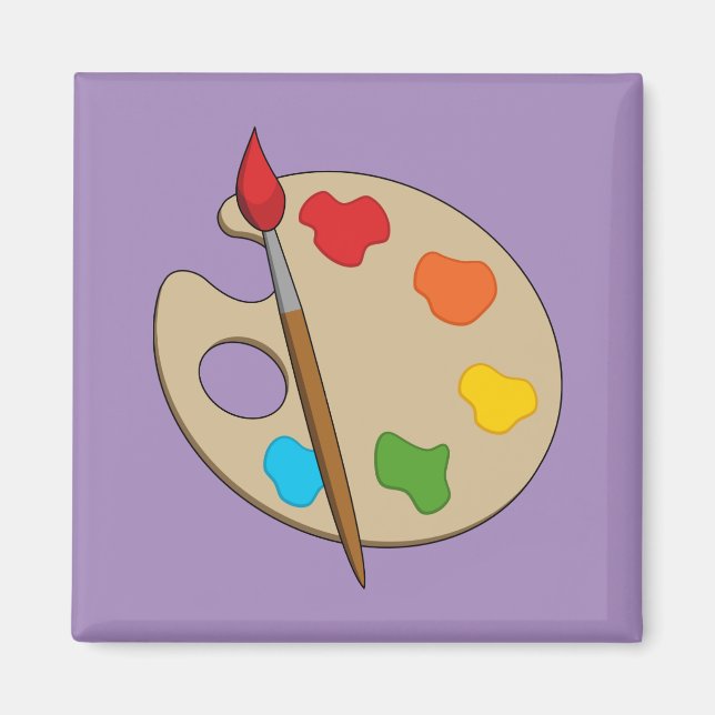 Íman Paleta de Artista com Pincel de Pintura (Frente)