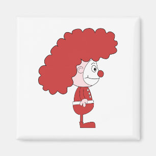 Íman Palhaço em vermelho e em branco. Desenhos animado
