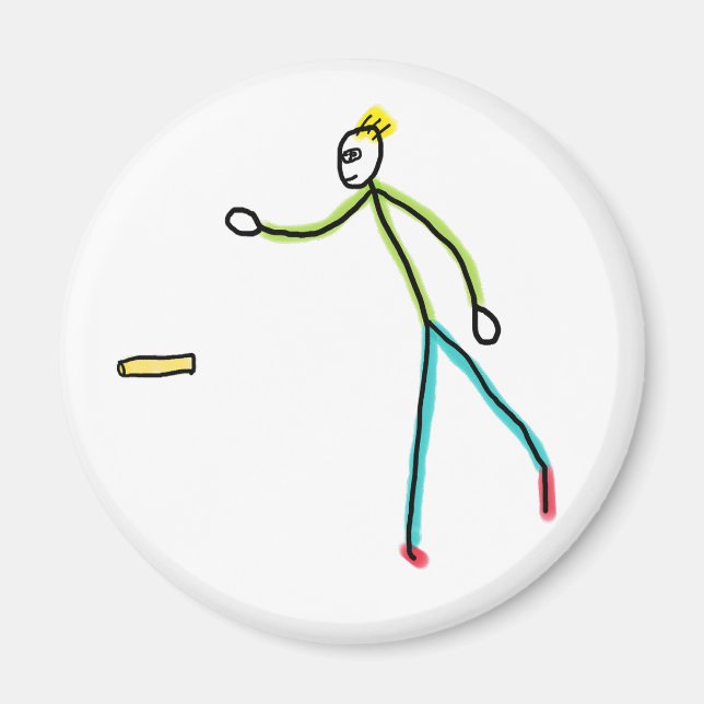 Íman Palito de Homem Jogando Kubb (Frente)