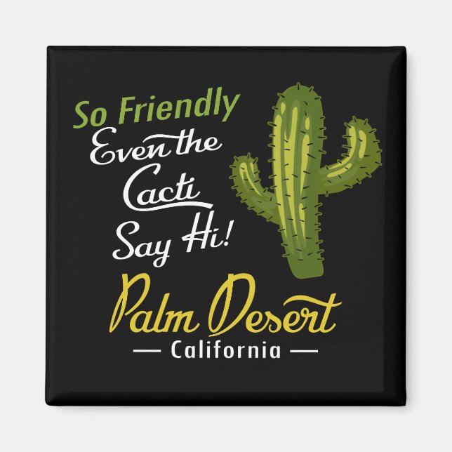 Íman Palm Desert Cactus Funny Retro (Frente)