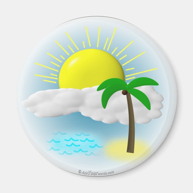 Íman Palm Tree, Sun e Beach (Frente)