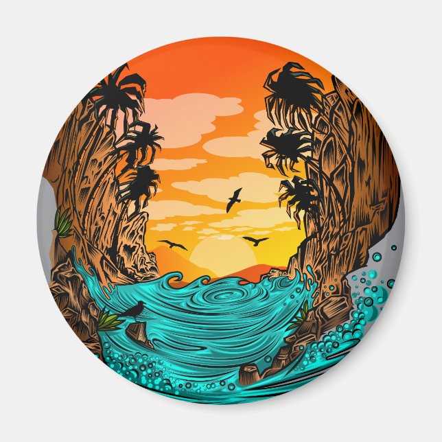 Íman Palm Tree Sunset (Frente)