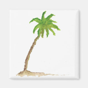 Íman Palm Tree Watercolor, praia tropical