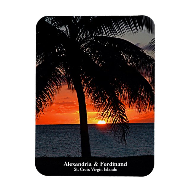 Íman Palmeiras Sunset Palm Trees Ocean Beach Personaliz (Vertical)