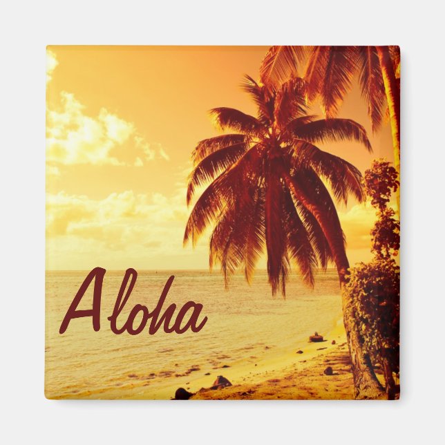 Íman Palmeiras tropicais no pôr do sol (Frente)