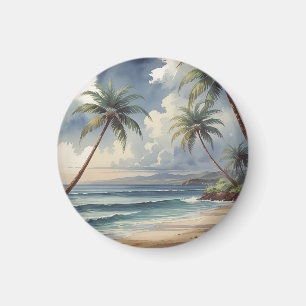 Íman Palmeiras Viagem Havaiano Honolulu Mar Azul