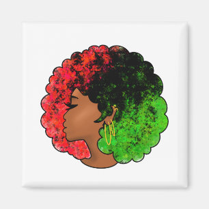 Íman Pan-africana menina mulher negra verde vermelho or