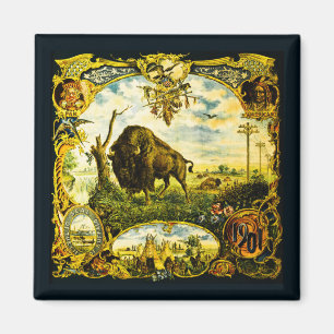 Íman Pan Am Expo com Motivos de Bisonho e Nativos Ameri