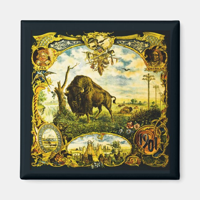Íman Pan Am Expo com Motivos de Bisonho e Nativos Ameri (Frente)