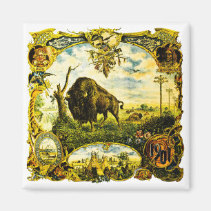 Íman Pan Am Expo com Motivos de Bisonte e Nativos Ameri
