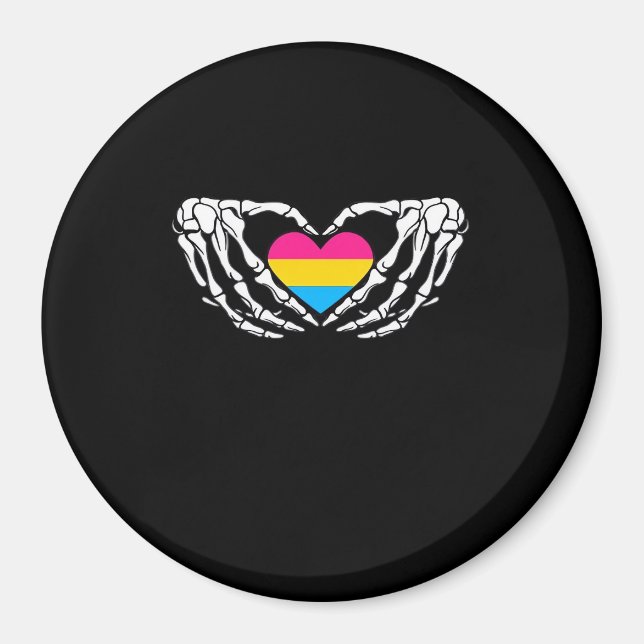 Íman Pan Pride Skeleton Halloween Gótico Heart (Frente)