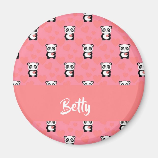 Íman Panda ama um padrão rosa (Frente)