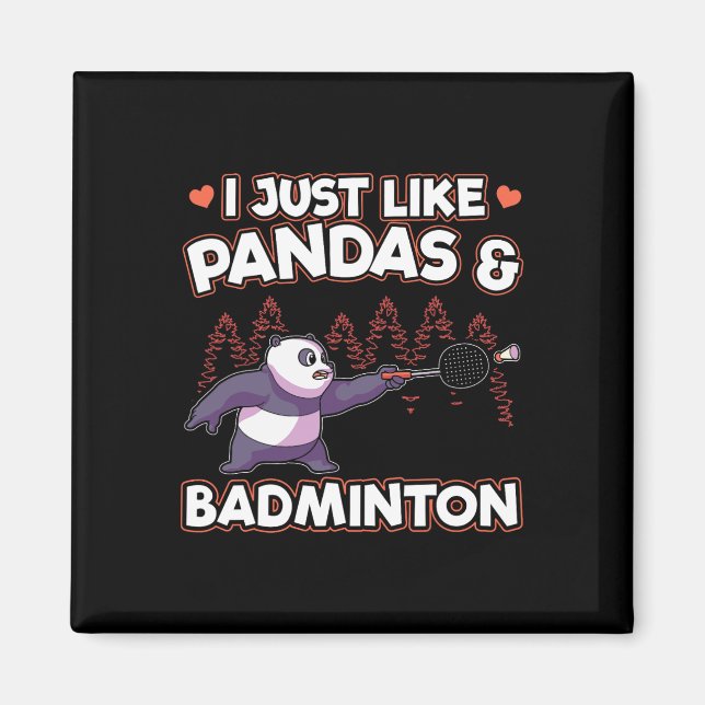 Íman Panda Badminton Eu Só Amo Pandas (Frente)