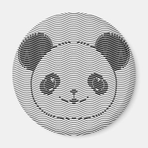 Íman Panda Bear Face On Wave Patterno
