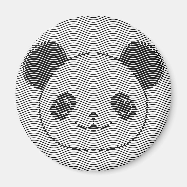 Íman Panda Bear Face On Wave Patterno (Frente)