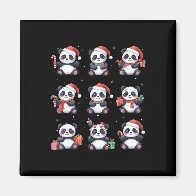 Íman Panda Bear Natal Santa Hat Amante de os animais En (Frente)