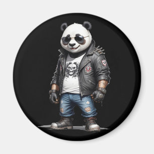 Íman Panda Biker Rebel Leather Jaqueta Estilo Legal Urb