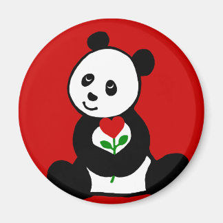 Íman Panda Cartoon e Flor do Coração
