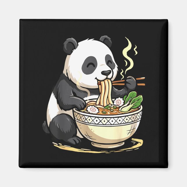 Íman Panda Comendo Macarrão Ramen Engraçado  (Frente)