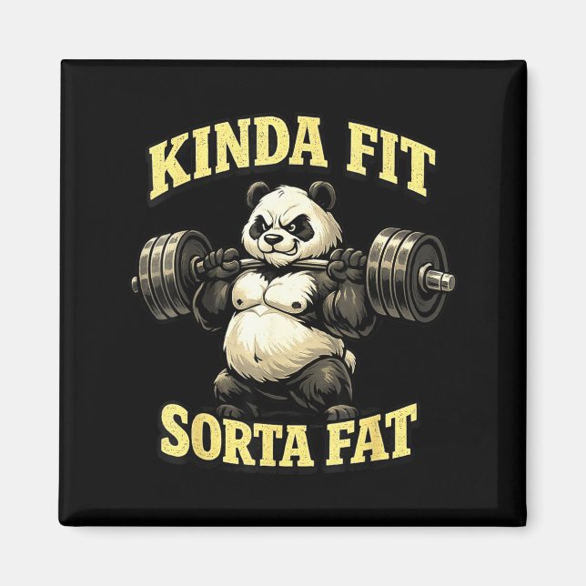Íman Panda de academia engraçado_ meio em forma meio go (Frente)