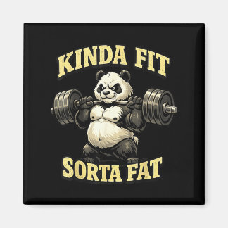 Íman Panda de Academia Engraçado_ Meio em Forma Meio Go